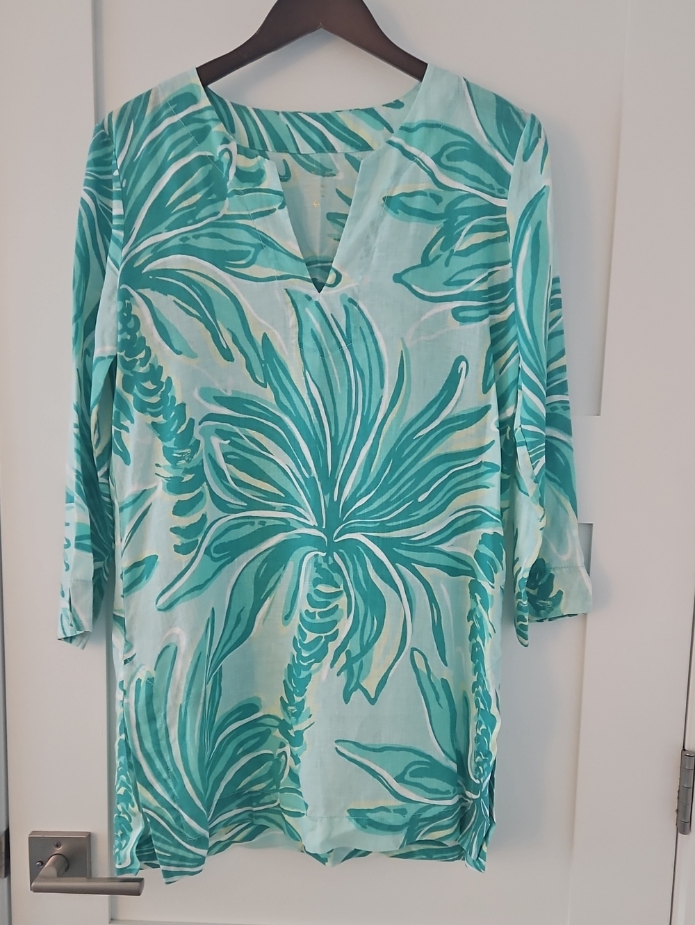 Lilly Pulitzer Teal & Aqua Palm-Print Swim Coverup